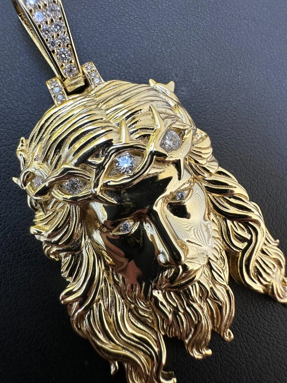 Real 14k Gold Vermeil 925 Silver MOISSANITE Jesus Piece Iced Pendant Necklace 5 Real 14k Gold Vermeil 925 Silver MOISSANITE Jesus Piece Iced Pendant Necklace - Image 3