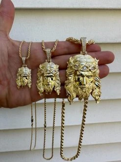 Real 14k Gold Vermeil 925 Silver MOISSANITE Jesus Piece Iced Pendant Necklace 29 Real 14k Gold Vermeil 925 Silver MOISSANITE Jesus Piece Iced Pendant Necklace -Harlem Bling Shop harlembling real 14k gold vermeil 925 silver moissanite jesus piece iced pendant necklace 12763.1694828376