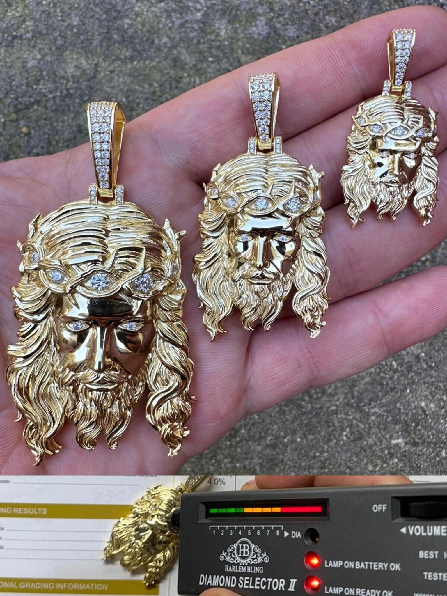 Real 14k Gold Vermeil 925 Silver MOISSANITE Jesus Piece Iced Pendant Necklace 3 Real 14k Gold Vermeil 925 Silver MOISSANITE Jesus Piece Iced Pendant Necklace