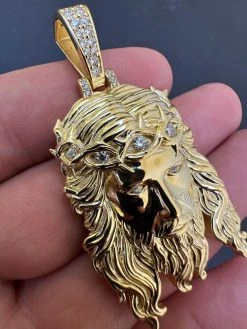Real 14k Gold Vermeil 925 Silver MOISSANITE Jesus Piece Iced Pendant Necklace 37 Real 14k Gold Vermeil 925 Silver MOISSANITE Jesus Piece Iced Pendant Necklace -Harlem Bling Shop harlembling real 14k gold vermeil 925 silver moissanite jesus piece iced pendant necklace 62587.1694828126