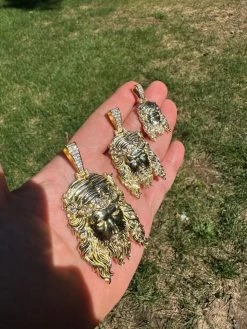 Real 14k Gold Vermeil 925 Silver MOISSANITE Jesus Piece Iced Pendant Necklace 30 Real 14k Gold Vermeil 925 Silver MOISSANITE Jesus Piece Iced Pendant Necklace -Harlem Bling Shop harlembling real 14k gold vermeil 925 silver moissanite jesus piece iced pendant necklace 82653.1694828374