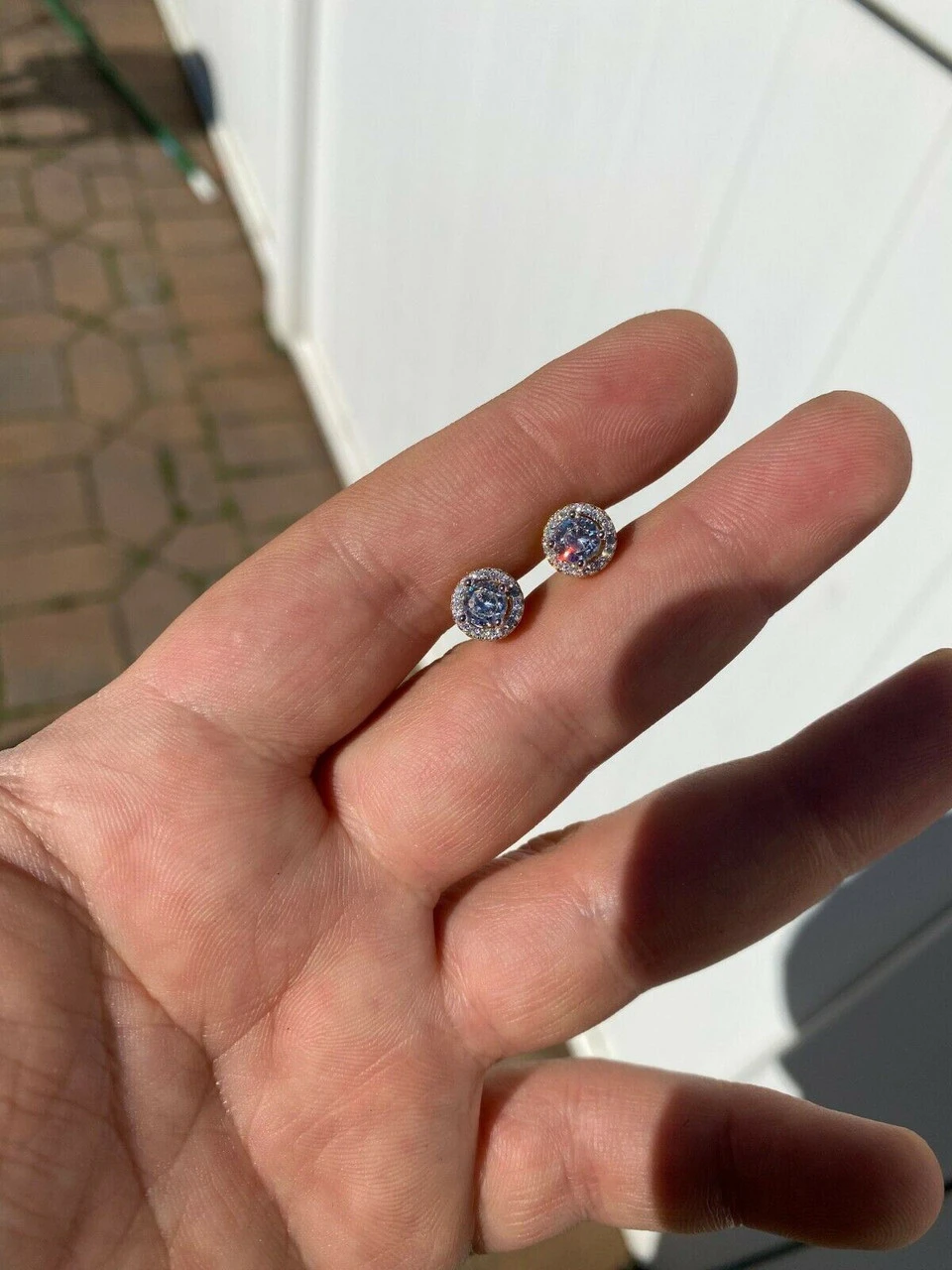 Real 14k Gold Vermeil Iced Diamond Hip Hop Earrings Studs MOISSANITE Mens Ladies 11 Real 14k Gold Vermeil Iced Diamond Hip Hop Earrings Studs MOISSANITE Mens Ladies - Image 9