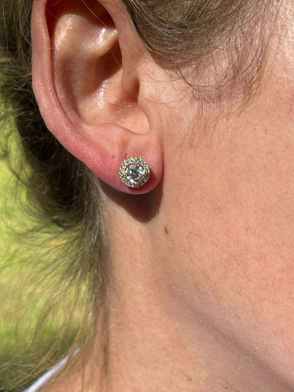 Real 14k Gold Vermeil Iced Diamond Hip Hop Earrings Studs MOISSANITE Mens Ladies 6 Real 14k Gold Vermeil Iced Diamond Hip Hop Earrings Studs MOISSANITE Mens Ladies - Image 4