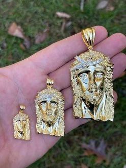 Real 14k Gold Vermeil Jesus Piece Pendant Baguette MOISSANITE Pass Diamond Test -Harlem Bling Shop harlembling real 14k gold vermeil jesus piece pendant baguette moissanite pass diamond test 68218.1664361493