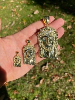 Real 14k Gold Vermeil Jesus Piece Pendant Baguette MOISSANITE Pass Diamond Test -Harlem Bling Shop harlembling real 14k gold vermeil jesus piece pendant baguette moissanite pass diamond test 98338.1664360610