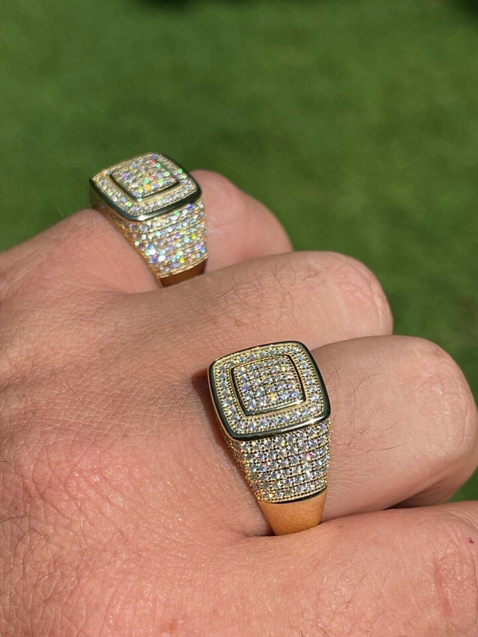 Real 14k Gold Vermeil Men Hip Hop Iced 1.8ct Moissanite Ring Pass Diamond Tester 4 Real 14k Gold Vermeil Men Hip Hop Iced 1.8ct Moissanite Ring Pass Diamond Tester - Image 2