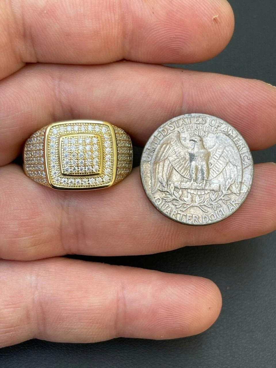 Real 14k Gold Vermeil Men Hip Hop Iced 1.8ct Moissanite Ring Pass Diamond Tester 13 Real 14k Gold Vermeil Men Hip Hop Iced 1.8ct Moissanite Ring Pass Diamond Tester - Image 11