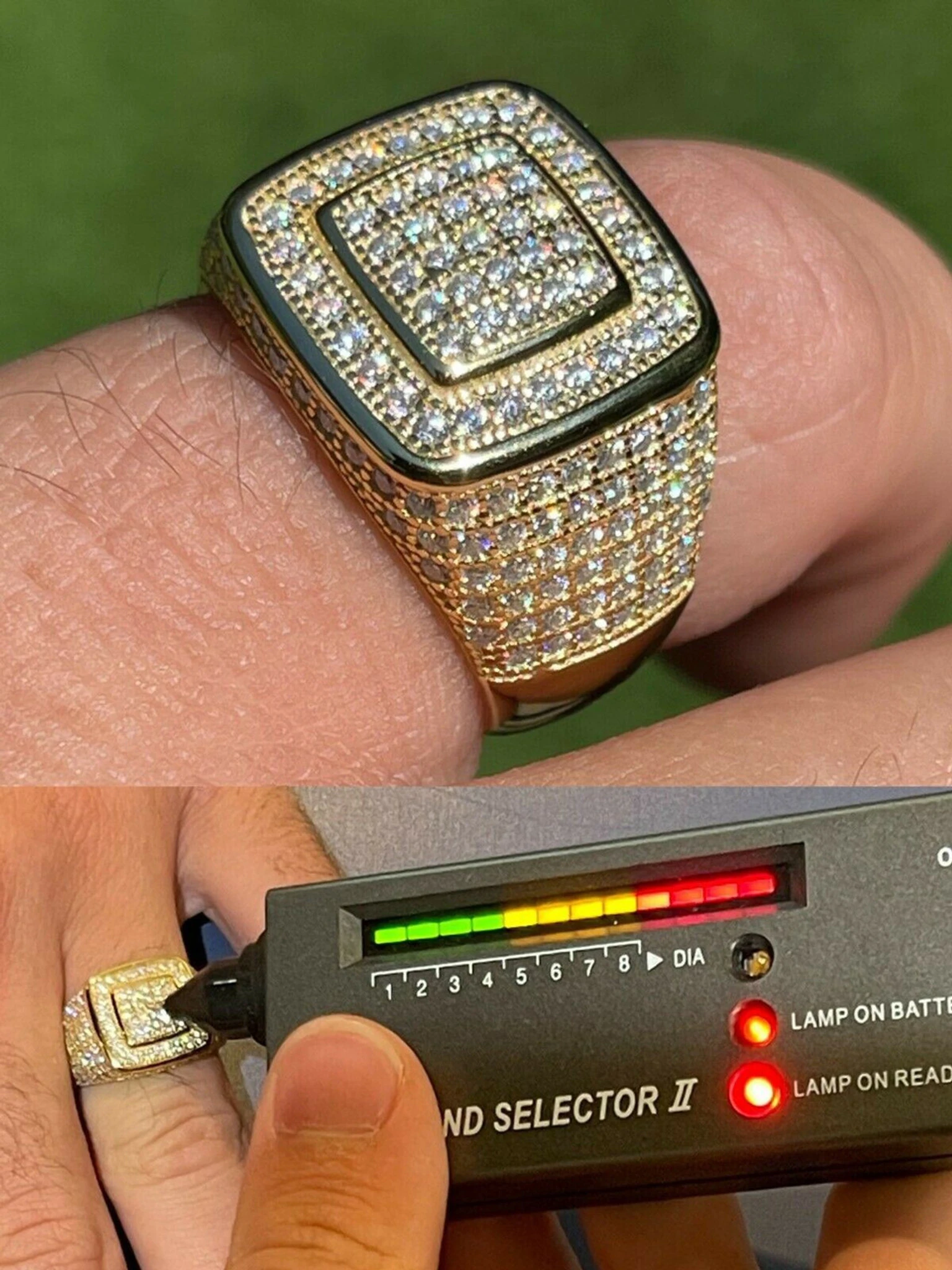 Real 14k Gold Vermeil Men Hip Hop Iced 1.8ct Moissanite Ring Pass Diamond Tester 3 Real 14k Gold Vermeil Men Hip Hop Iced 1.8ct Moissanite Ring Pass Diamond Tester