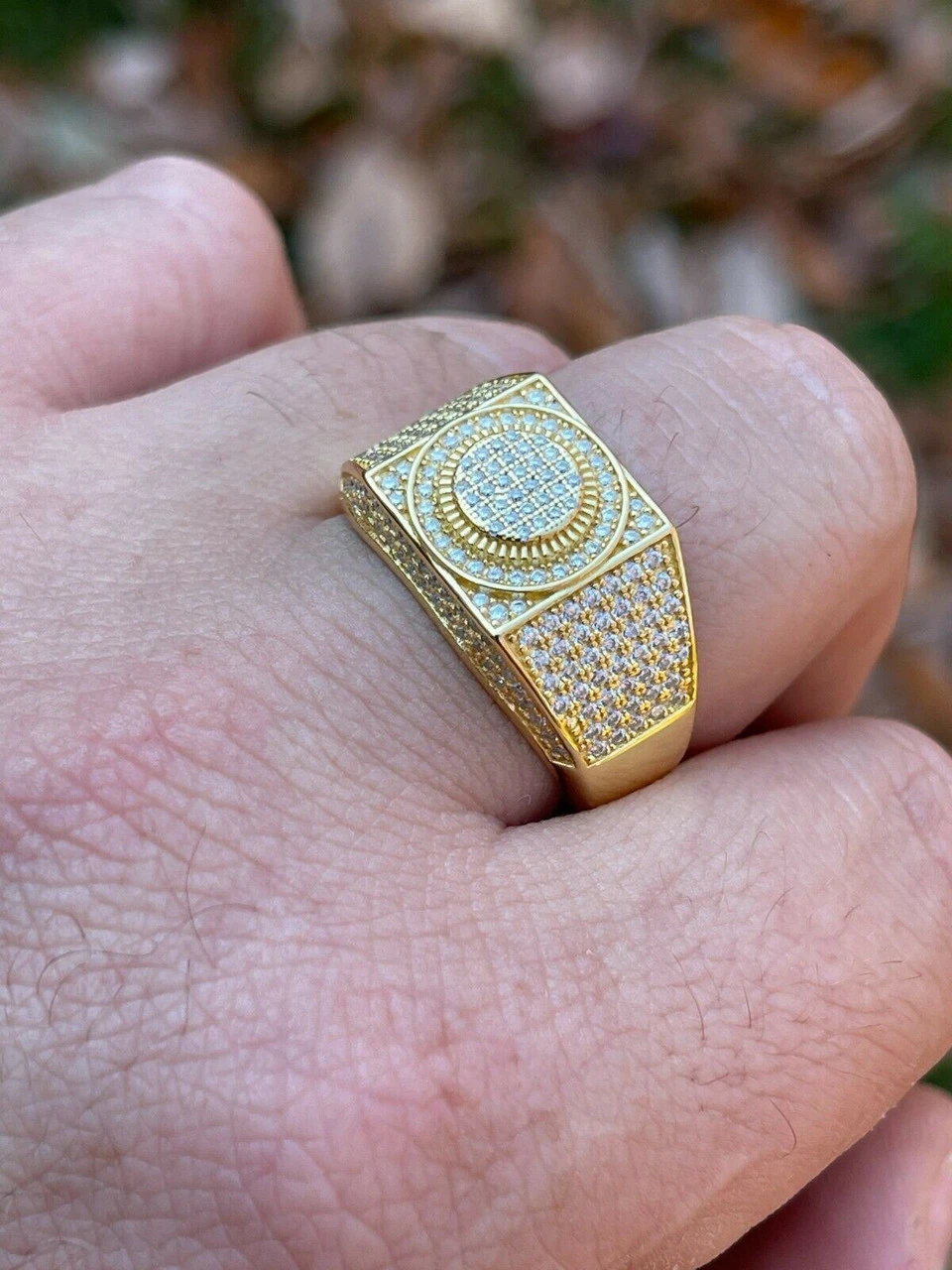 Real 14k Gold Vermeil Mens Hip Hop Iced MOISSANITE Ring - Passes Diamond Tester 4 Real 14k Gold Vermeil Mens Hip Hop Iced MOISSANITE Ring - Passes Diamond Tester - Image 2