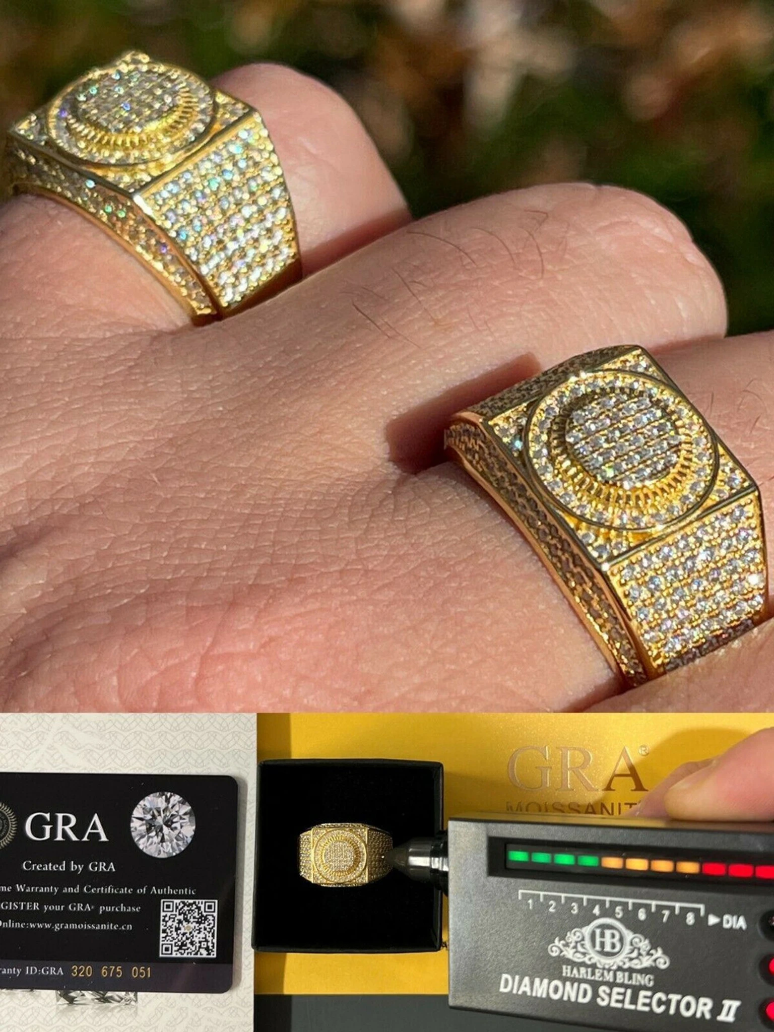 Real 14k Gold Vermeil Mens Hip Hop Iced MOISSANITE Ring - Passes Diamond Tester 3 Real 14k Gold Vermeil Mens Hip Hop Iced MOISSANITE Ring - Passes Diamond Tester