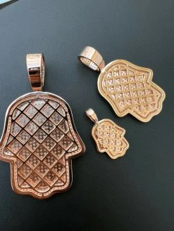 Real 14k Rose Gold Over 925 Silver Hamsa Hand Out Iced Diamond Pendant Necklace 22 Real 14k Rose Gold Over 925 Silver Hamsa Hand Out Iced Diamond Pendant Necklace -Harlem Bling Shop harlembling real 14k rose gold over 925 silver hamsa hand out iced diamond pendant necklace 09716.1664356337