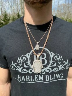Real 14k Rose Gold Over 925 Silver Hamsa Hand Out Iced Diamond Pendant Necklace 17 Real 14k Rose Gold Over 925 Silver Hamsa Hand Out Iced Diamond Pendant Necklace -Harlem Bling Shop harlembling real 14k rose gold over 925 silver hamsa hand out iced diamond pendant necklace 70866.1664355061