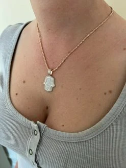Real 14k Rose Gold Over 925 Silver Hamsa Hand Out Iced Diamond Pendant Necklace 18 Real 14k Rose Gold Over 925 Silver Hamsa Hand Out Iced Diamond Pendant Necklace -Harlem Bling Shop harlembling real 14k rose gold over 925 silver hamsa hand out iced diamond pendant necklace 97980.1664362022