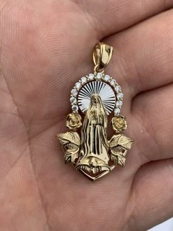 Real 14k Yellow Gold Over 925 Silver Virgin Mary Pendant Iced Hip Hop Men Ladies 11 Real 14k Yellow Gold Over 925 Silver Virgin Mary Pendant Iced Hip Hop Men Ladies -Harlem Bling Shop harlembling real 14k yellow gold over 925 silver virgin mary pendant iced hip hop men ladies 69822.1664397081