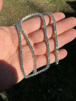 REAL 3mm Blue Green MOISSANITE Tennis Chain Necklace - Pass Diamond Test 14-24" 20 REAL 3mm Blue Green MOISSANITE Tennis Chain Necklace - Pass Diamond Test 14-24" -Harlem Bling Shop harlembling real 3mm blue green moissanite tennis chain necklace pass diamond test 14 24 03468.1664360361