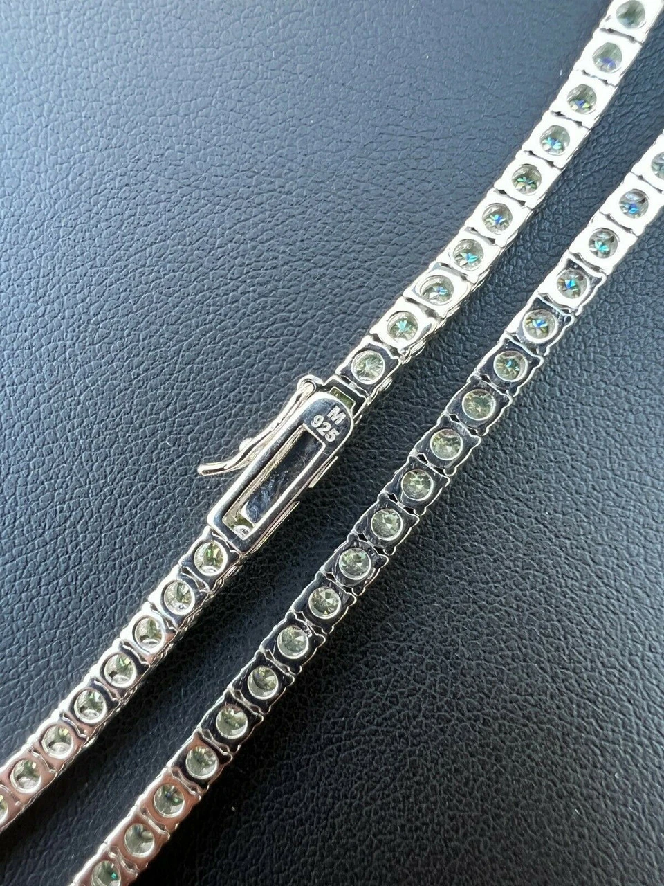 REAL 3mm Blue Green MOISSANITE Tennis Chain Necklace - Pass Diamond Test 14-24" 11 REAL 3mm Blue Green MOISSANITE Tennis Chain Necklace - Pass Diamond Test 14-24" - Image 9