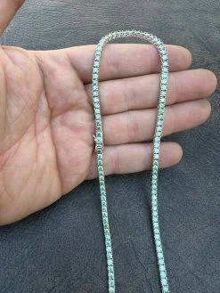 REAL 3mm Blue Green MOISSANITE Tennis Chain Necklace - Pass Diamond Test 14-24" 18 REAL 3mm Blue Green MOISSANITE Tennis Chain Necklace - Pass Diamond Test 14-24" -Harlem Bling Shop harlembling real 3mm blue green moissanite tennis chain necklace pass diamond test 14 24 53450.1664357028