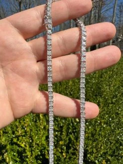 REAL 3mm MOISSANITE Princess Cut Square Tennis Chain Necklace 925 Silver Hip Hop -Harlem Bling Shop harlembling real 3mm moissanite princess cut square tennis chain necklace 925 silver hip hop 20609.1679080319