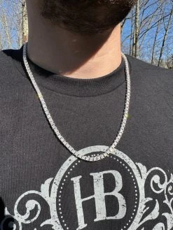 REAL 3mm MOISSANITE Princess Cut Square Tennis Chain Necklace 925 Silver Hip Hop -Harlem Bling Shop harlembling real 3mm moissanite princess cut square tennis chain necklace 925 silver hip hop 27160.1679080331