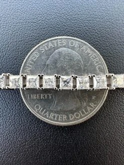 REAL 3mm MOISSANITE Princess Cut Square Tennis Chain Necklace 925 Silver Hip Hop -Harlem Bling Shop harlembling real 3mm moissanite princess cut square tennis chain necklace 925 silver hip hop 29774.1679080328