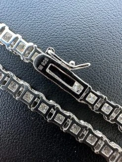 REAL 3mm MOISSANITE Princess Cut Square Tennis Chain Necklace 925 Silver Hip Hop -Harlem Bling Shop harlembling real 3mm moissanite princess cut square tennis chain necklace 925 silver hip hop 35976.1679080318