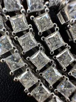 REAL 3mm MOISSANITE Princess Cut Square Tennis Chain Necklace 925 Silver Hip Hop -Harlem Bling Shop harlembling real 3mm moissanite princess cut square tennis chain necklace 925 silver hip hop 42353.1679080355