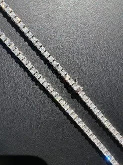REAL 3mm MOISSANITE Princess Cut Square Tennis Chain Necklace 925 Silver Hip Hop -Harlem Bling Shop harlembling real 3mm moissanite princess cut square tennis chain necklace 925 silver hip hop 52396.1679080349