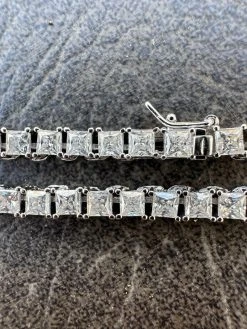 REAL 3mm MOISSANITE Princess Cut Square Tennis Chain Necklace 925 Silver Hip Hop -Harlem Bling Shop harlembling real 3mm moissanite princess cut square tennis chain necklace 925 silver hip hop 66386.1679080323