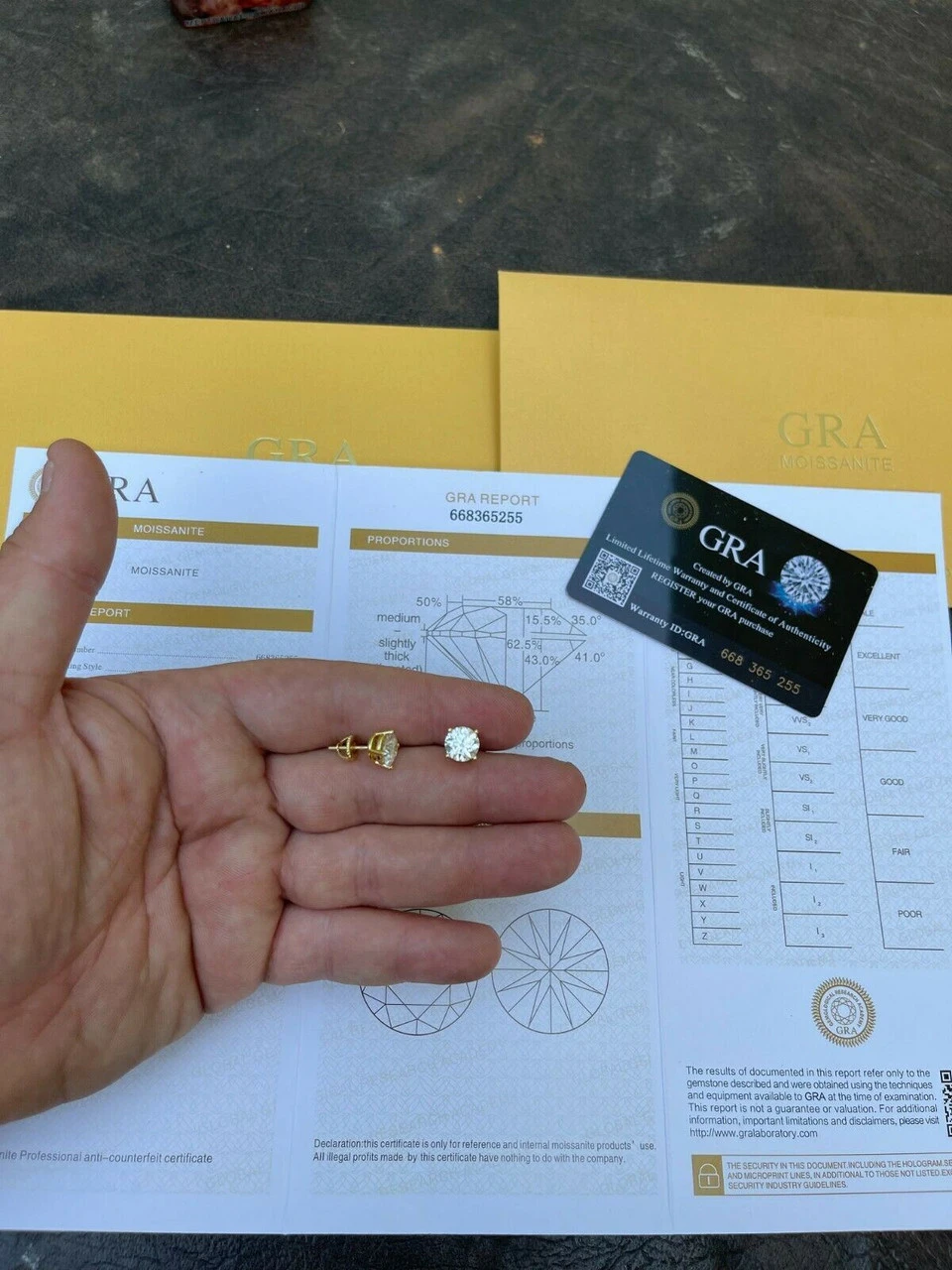 Real 4ct TW Moissanite Solitaire Stud Earrings 14k Gold Vermeil - GRA D VVS1 8mm 6 Real 4ct TW Moissanite Solitaire Stud Earrings 14k Gold Vermeil - GRA D VVS1 8mm - Image 4