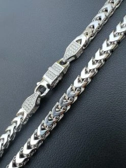 Real 5mm Franco Chain Necklace Bracelet Solid 925 Silver Iced MOISSANITE Clasp 18 Real 5mm Franco Chain Necklace Bracelet Solid 925 Silver Iced MOISSANITE Clasp -Harlem Bling Shop harlembling real 5mm franco chain necklace bracelet solid 925 silver iced moissanite clasp 47305.1664302452