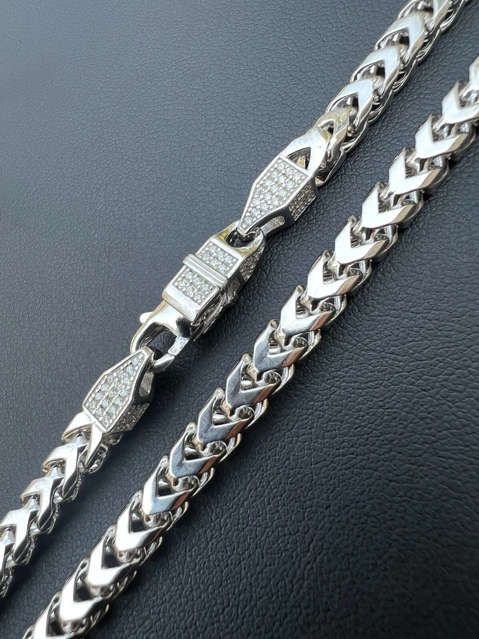 Real 5mm Franco Chain Necklace Bracelet Solid 925 Silver Iced MOISSANITE Clasp 7 Real 5mm Franco Chain Necklace Bracelet Solid 925 Silver Iced MOISSANITE Clasp - Image 5
