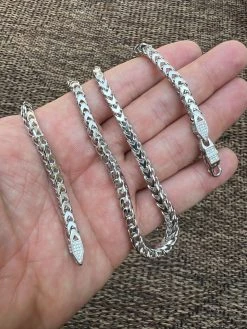 Real 5mm Franco Chain Necklace Bracelet Solid 925 Silver Iced MOISSANITE Clasp 25 Real 5mm Franco Chain Necklace Bracelet Solid 925 Silver Iced MOISSANITE Clasp -Harlem Bling Shop harlembling real 5mm franco chain necklace bracelet solid 925 silver iced moissanite clasp 76262.1664301896