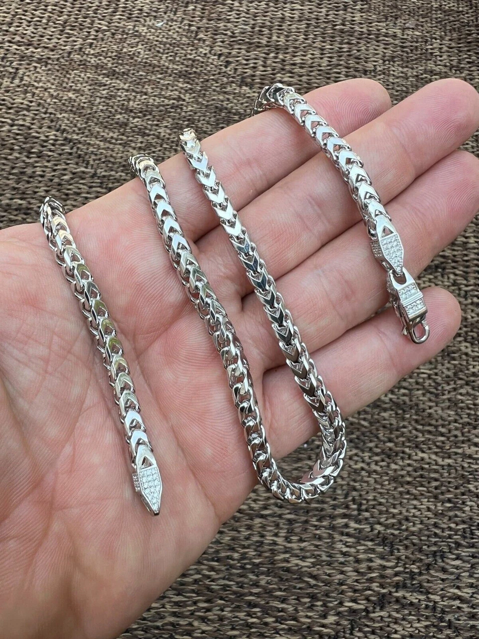 Real 5mm Franco Chain Necklace Bracelet Solid 925 Silver Iced MOISSANITE Clasp 14 Real 5mm Franco Chain Necklace Bracelet Solid 925 Silver Iced MOISSANITE Clasp - Image 12