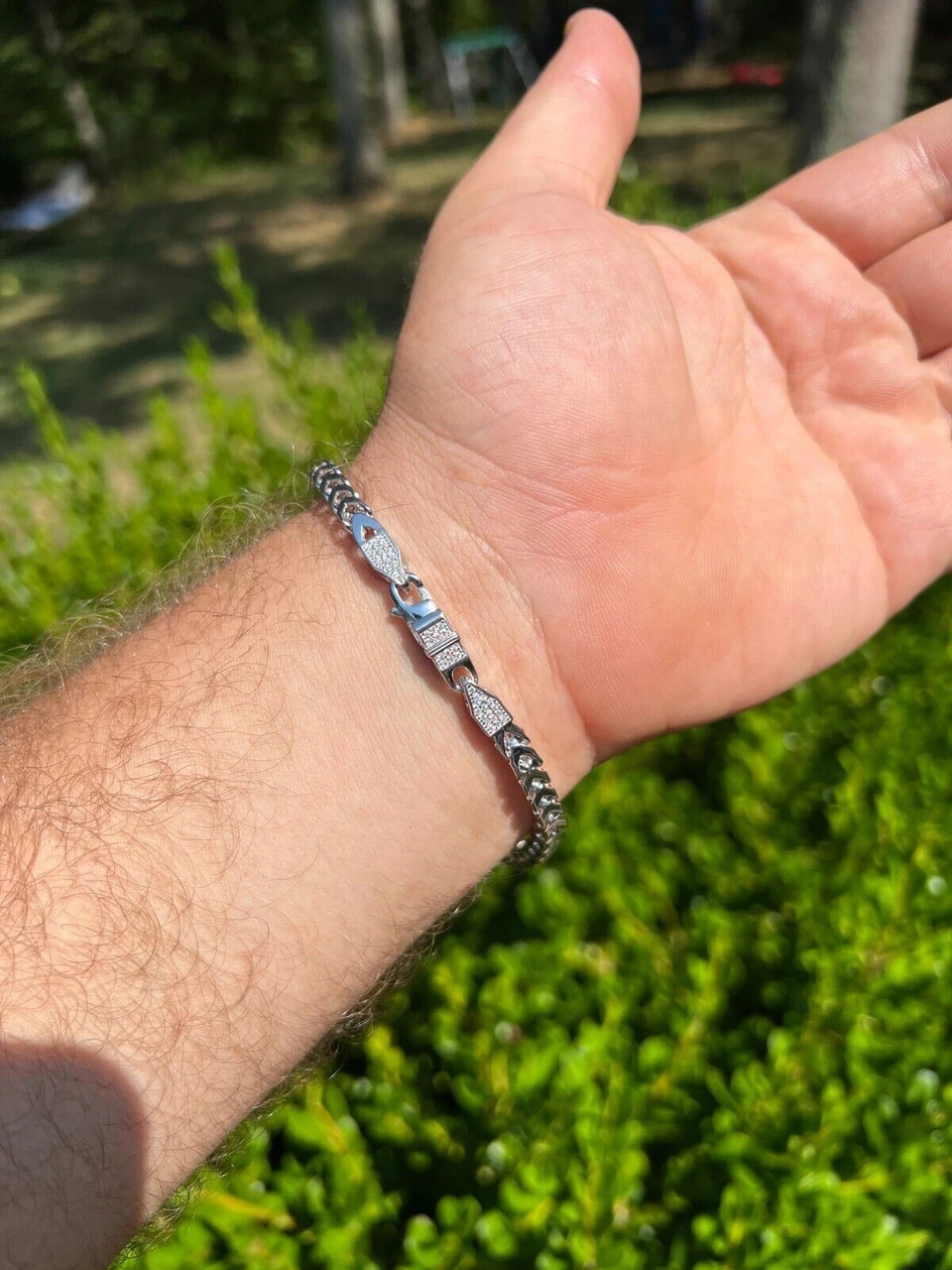 Real 5mm Franco Chain Necklace Bracelet Solid 925 Silver Iced MOISSANITE Clasp 10 Real 5mm Franco Chain Necklace Bracelet Solid 925 Silver Iced MOISSANITE Clasp - Image 8