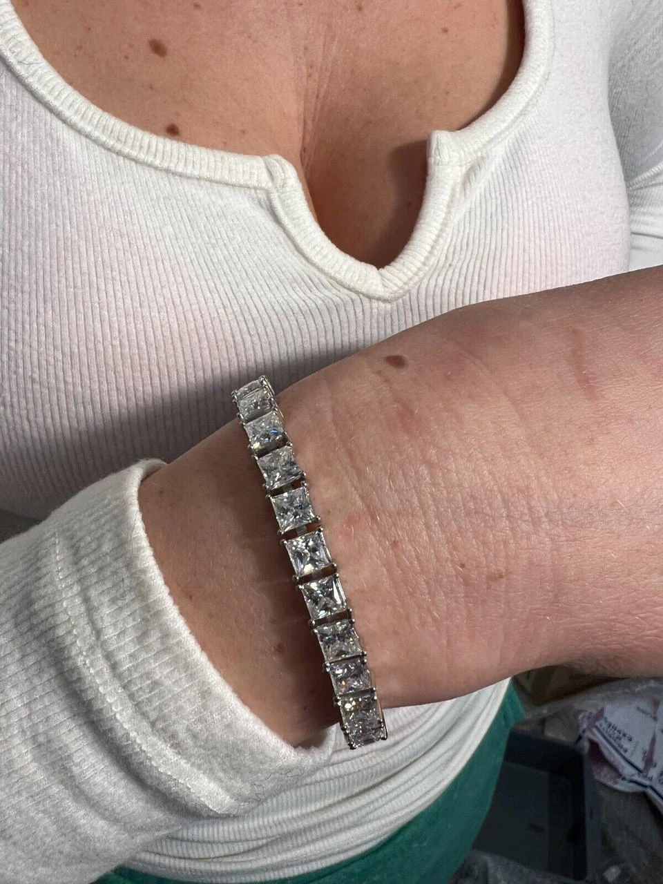 REAL 5mm MOISSANITE Princess Cut Square Tennis Bracelet Passes Diamond Tester 9 REAL 5mm MOISSANITE Princess Cut Square Tennis Bracelet Passes Diamond Tester - Image 7