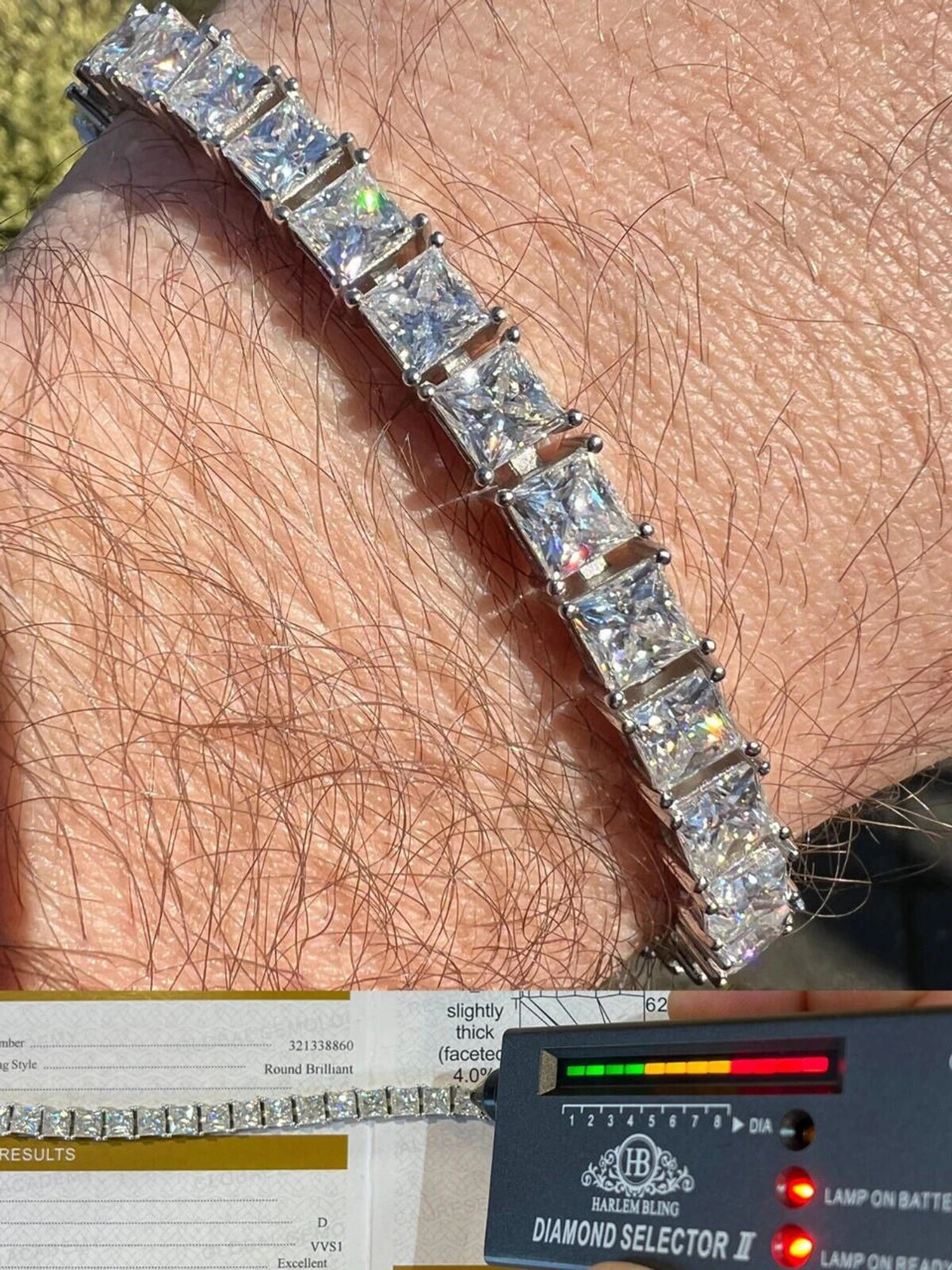 REAL 5mm MOISSANITE Princess Cut Square Tennis Bracelet Passes Diamond Tester 3 REAL 5mm MOISSANITE Princess Cut Square Tennis Bracelet Passes Diamond Tester