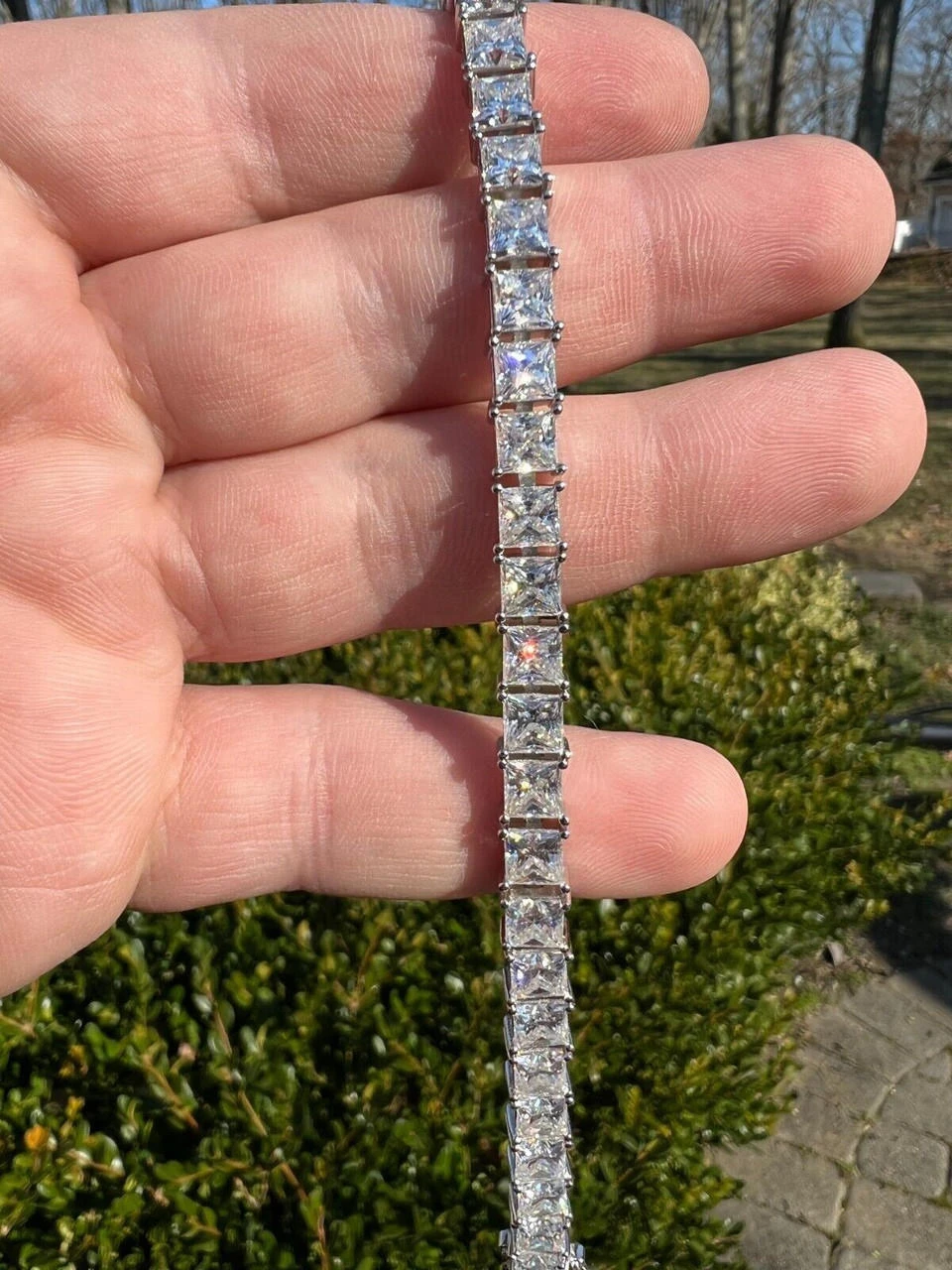 REAL 5mm MOISSANITE Princess Cut Square Tennis Bracelet Passes Diamond Tester 7 REAL 5mm MOISSANITE Princess Cut Square Tennis Bracelet Passes Diamond Tester - Image 5