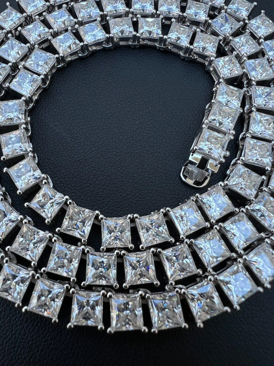 REAL 5mm MOISSANITE Princess Cut Square Tennis Chain Necklace Pass Diamond Tester 12 REAL 5mm MOISSANITE Princess Cut Square Tennis Chain Necklace Pass Diamond Tester - Image 10