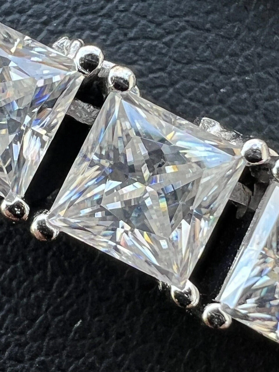 REAL 5mm MOISSANITE Princess Cut Square Tennis Chain Necklace Pass Diamond Tester 16 REAL 5mm MOISSANITE Princess Cut Square Tennis Chain Necklace Pass Diamond Tester - Image 14