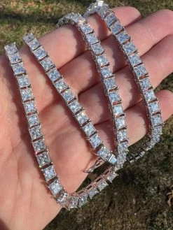 REAL 5mm MOISSANITE Princess Cut Square Tennis Chain Necklace Pass Diamond Tester 22 REAL 5mm MOISSANITE Princess Cut Square Tennis Chain Necklace Pass Diamond Tester -Harlem Bling Shop harlembling real 5mm moissanite princess cut square tennis chain necklace pass diamond tester 41739.1675447222