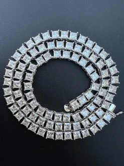 REAL 5mm MOISSANITE Princess Cut Square Tennis Chain Necklace Pass Diamond Tester 28 REAL 5mm MOISSANITE Princess Cut Square Tennis Chain Necklace Pass Diamond Tester -Harlem Bling Shop harlembling real 5mm moissanite princess cut square tennis chain necklace pass diamond tester 46572.1675447348