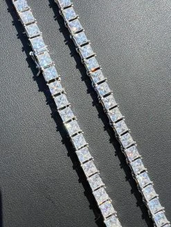 REAL 5mm MOISSANITE Princess Cut Square Tennis Chain Necklace Pass Diamond Tester 25 REAL 5mm MOISSANITE Princess Cut Square Tennis Chain Necklace Pass Diamond Tester -Harlem Bling Shop harlembling real 5mm moissanite princess cut square tennis chain necklace pass diamond tester 49699.1675447108
