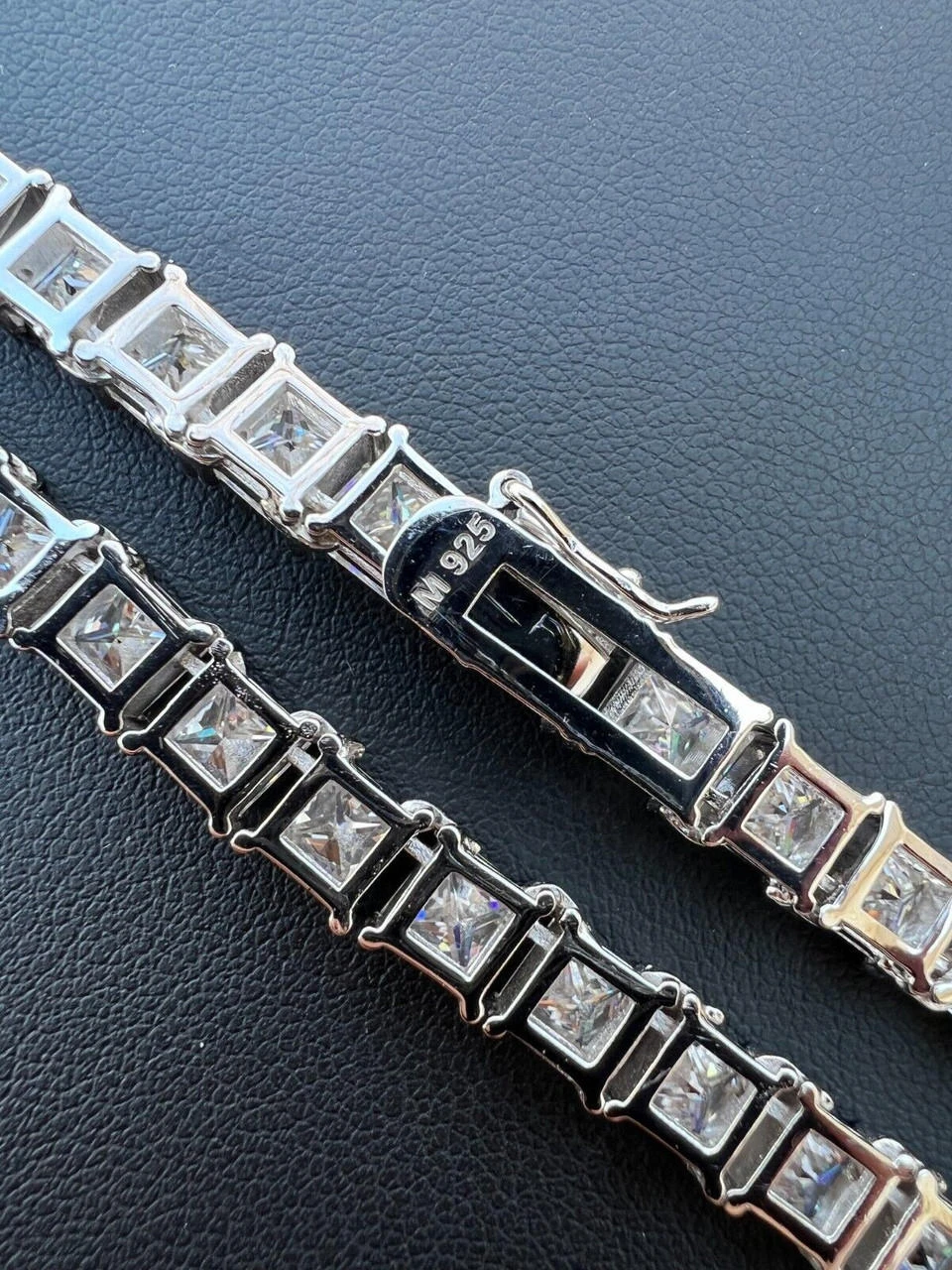 REAL 5mm MOISSANITE Princess Cut Square Tennis Chain Necklace Pass Diamond Tester 15 REAL 5mm MOISSANITE Princess Cut Square Tennis Chain Necklace Pass Diamond Tester - Image 13