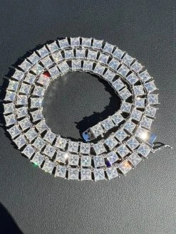 REAL 5mm MOISSANITE Princess Cut Square Tennis Chain Necklace Pass Diamond Tester 34 REAL 5mm MOISSANITE Princess Cut Square Tennis Chain Necklace Pass Diamond Tester -Harlem Bling Shop harlembling real 5mm moissanite princess cut square tennis chain necklace pass diamond tester 65462.1675447086