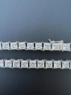 REAL 5mm MOISSANITE Princess Cut Square Tennis Chain Necklace Pass Diamond Tester 37 REAL 5mm MOISSANITE Princess Cut Square Tennis Chain Necklace Pass Diamond Tester -Harlem Bling Shop harlembling real 5mm moissanite princess cut square tennis chain necklace pass diamond tester 68419.1675447383