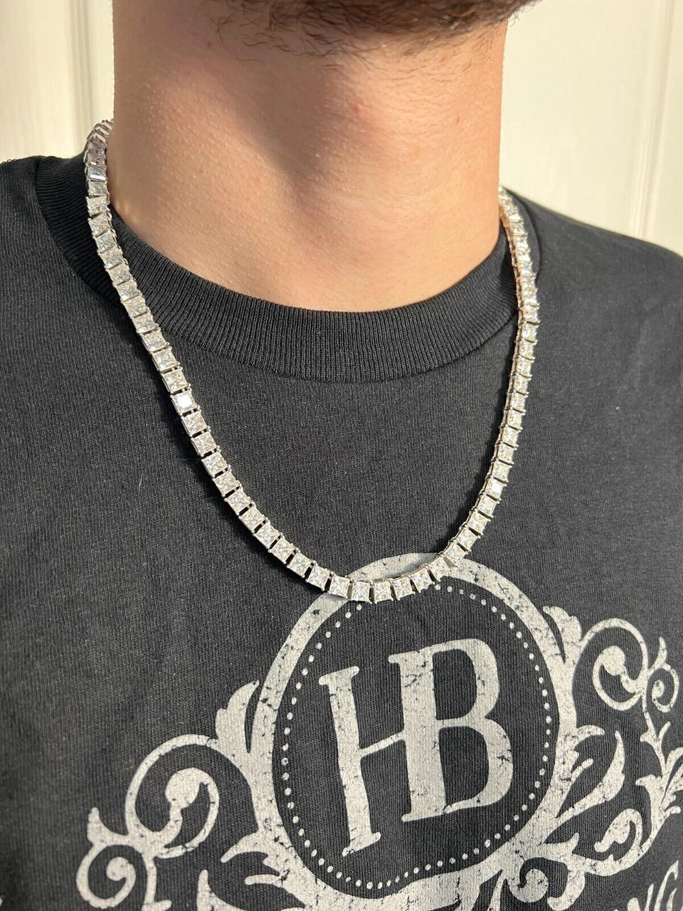 REAL 5mm MOISSANITE Princess Cut Square Tennis Chain Necklace Pass Diamond Tester 14 REAL 5mm MOISSANITE Princess Cut Square Tennis Chain Necklace Pass Diamond Tester - Image 12