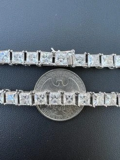 REAL 5mm MOISSANITE Princess Cut Square Tennis Chain Necklace Pass Diamond Tester 35 REAL 5mm MOISSANITE Princess Cut Square Tennis Chain Necklace Pass Diamond Tester -Harlem Bling Shop harlembling real 5mm moissanite princess cut square tennis chain necklace pass diamond tester 70408.1675447088