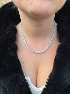 REAL 5mm MOISSANITE Princess Cut Square Tennis Chain Necklace Pass Diamond Tester 36 REAL 5mm MOISSANITE Princess Cut Square Tennis Chain Necklace Pass Diamond Tester -Harlem Bling Shop harlembling real 5mm moissanite princess cut square tennis chain necklace pass diamond tester 88514.1675447299