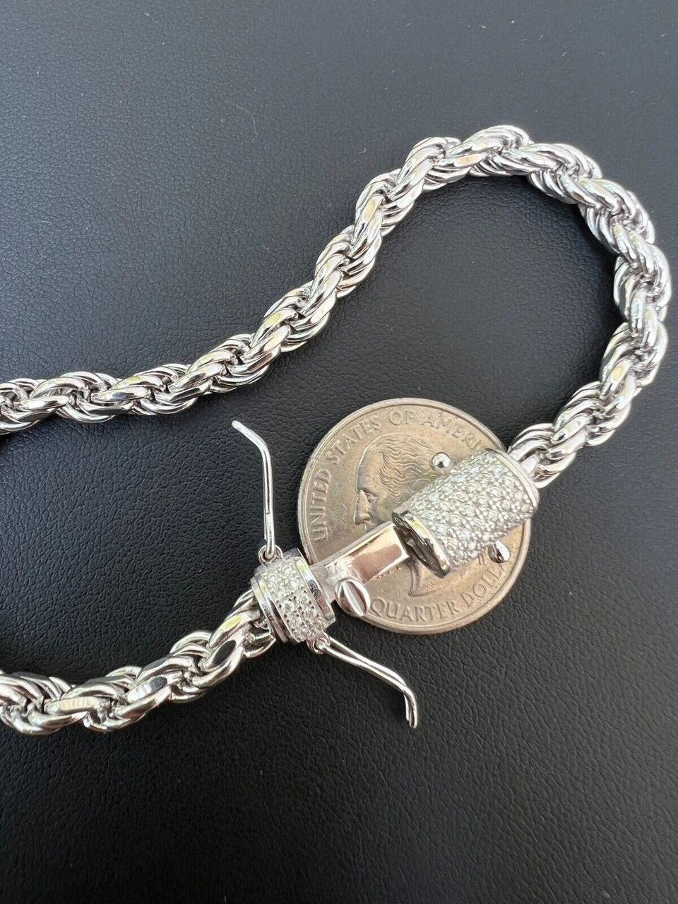 Real 6mm Rope Chain Necklace Bracelet Solid 925 Silver Iced 1ct MOISSANITE Clasp 7 Real 6mm Rope Chain Necklace Bracelet Solid 925 Silver Iced 1ct MOISSANITE Clasp - Image 5