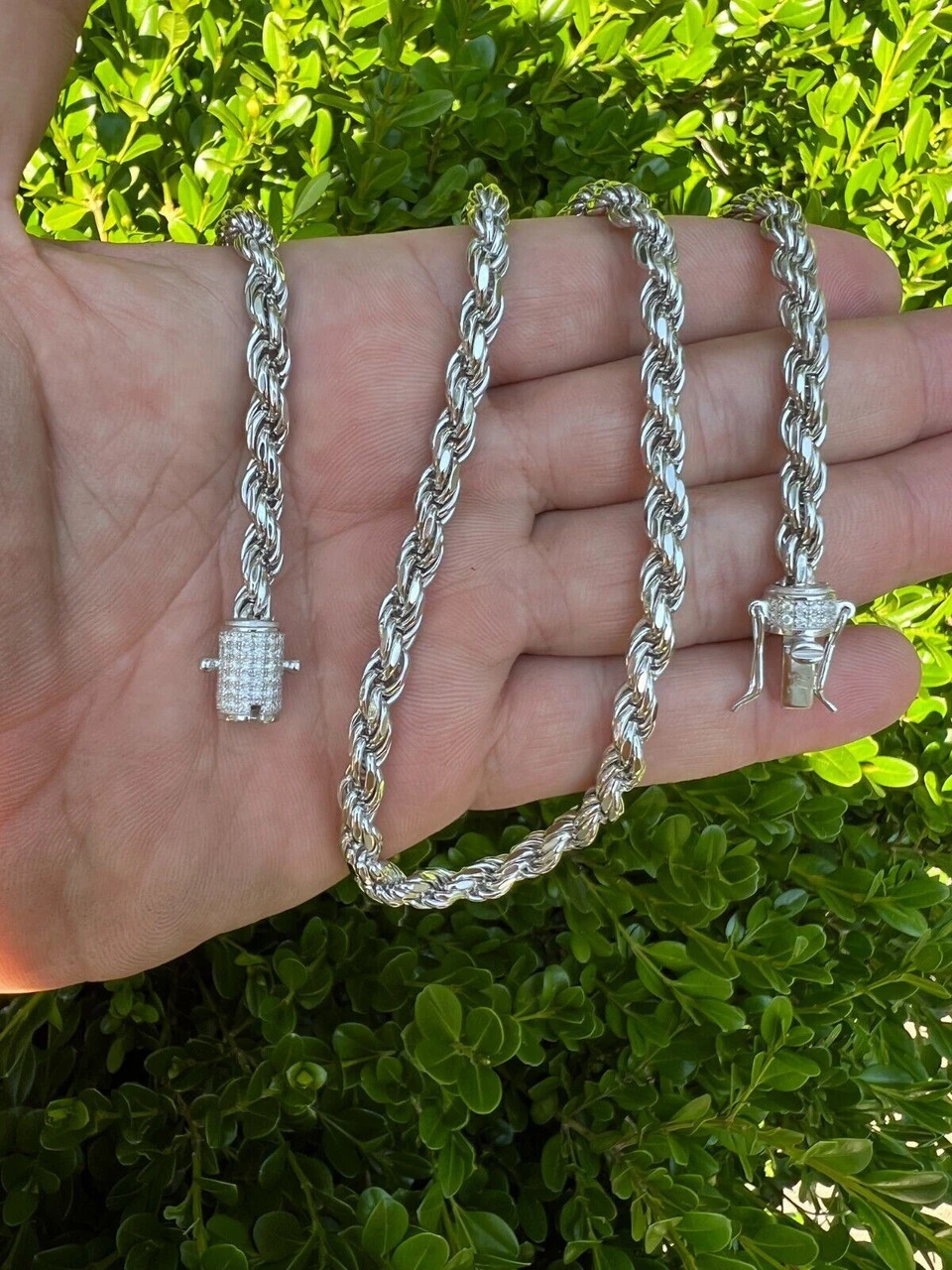 Real 6mm Rope Chain Necklace Bracelet Solid 925 Silver Iced 1ct MOISSANITE Clasp 6 Real 6mm Rope Chain Necklace Bracelet Solid 925 Silver Iced 1ct MOISSANITE Clasp - Image 4